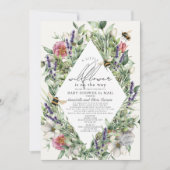 Wildblume Greenery Rhombus Baby Shower by Mail Einladung (Vorderseite)