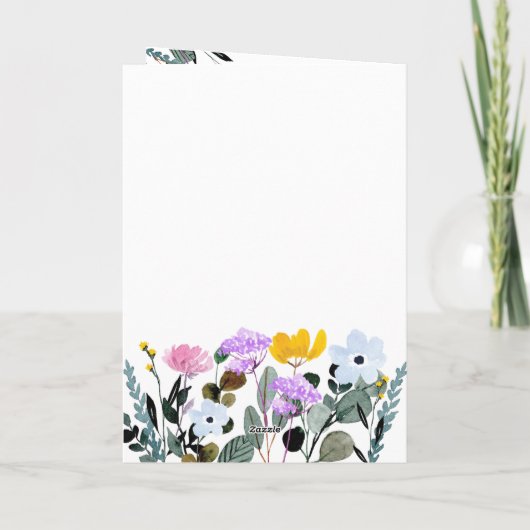 Wildblume Grenze blüht wunderbarer Geburtstag Karte (Rückseite)