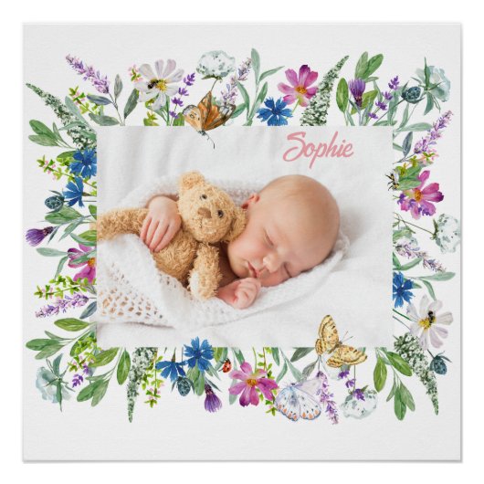 Wildblume-Grenze-Foto Poster (Vorderseite)