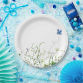 Wildblume-Grenze mit blauem Schmetterling Pappteller (Party)