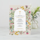 Wildblume griechisch-orthodoxe Christening Taufe Einladung (Stehend Vorderseite)