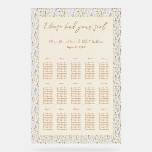 Wildblume Große Hochzeitsakrobatik Acrylschild (Vorderseite)