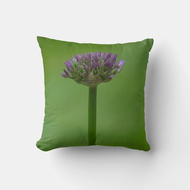 Wildblume Grün und Purpler Kissen (Vorderseite)