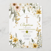 Wildblume Grüne Blumenblütentaufe Einladung (Vorne/Hinten)