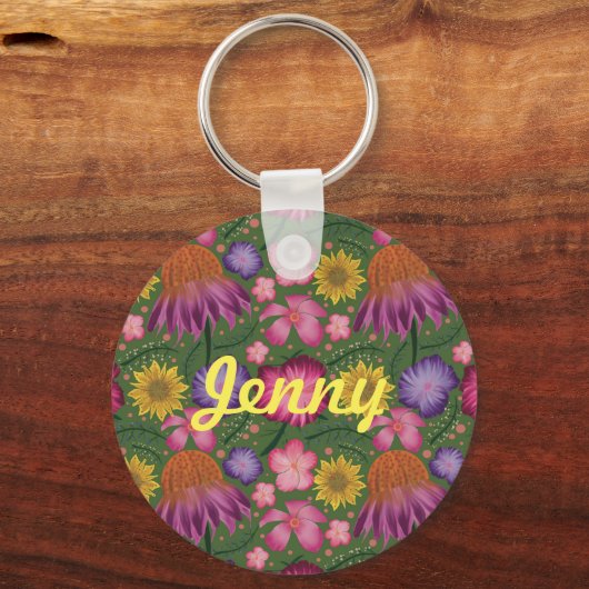 Wildblume Grüne Blüte Personalisiert Schlüsselanhänger (Vorderseite)