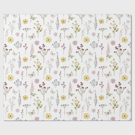 Wildblume Grüne Wiesen Blumengarten Geschenkpapier (Flach)