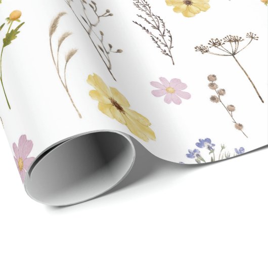 Wildblume Grüne Wiesen Blumengarten Geschenkpapier (Rolleneckpunkt)