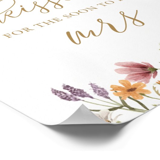 Wildblume Guess Wie viele Kisses Bridal Game Sign Poster (Ecke)