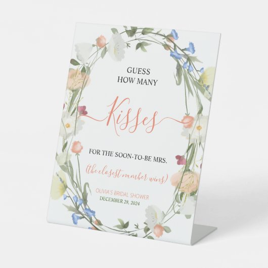 Wildblume GUESS, WIE VIELE Kisses unterschreiben Sockelschild (Vorderseite)