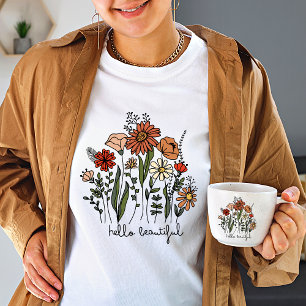 Wildblume Hallo schöne Vintage Frauen T - Shirt