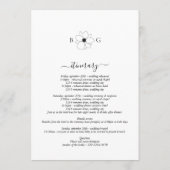 Wildblume handGezeichnet Mongramm-Hochzeitsreise Programm (Rückseite)