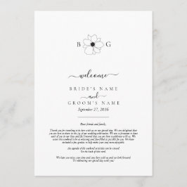 Wildblume handGezeichnet Mongramm-Hochzeitsreise Programm