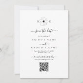 Wildblume handGezeichnet Monogramm Hochzeitcode QR Save The Date (Vorderseite)