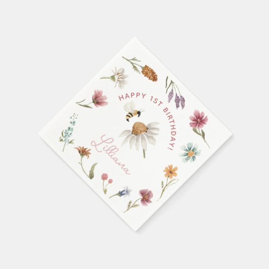 Wildblume Happy Birthday Party Paper Napkin Serviette (Ecke)