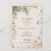 Wildblume-Hasen-neutrale Babydusche Einladung (Vorne/Hinten)