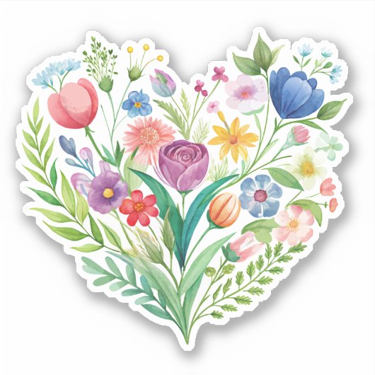 Wildblume Heart Custom-Cut Vinyl Sticker (Vorderseite)