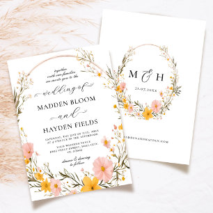 Wildblume Heart Script Rustic Boho Floral Wedding Einladung