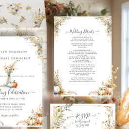 Wildblume Herbst Blumenblätter Hochzeitmenü Einladung