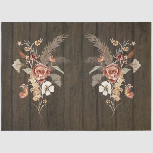 Wildblume Herbst Bouquet Pampas Seidenpapier (Vorderseite)