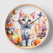 Wildblume Herbst mit Kätzchen Uhr (Vorderseite)