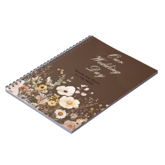 Wildblume Herbstfällt Blumenhochzeit Notizblock (Linke Seite)