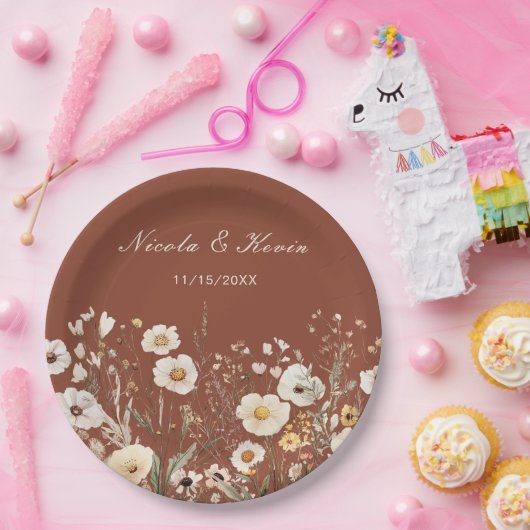 Wildblume Herbstfällt Blumenhochzeit Pappteller (Party)