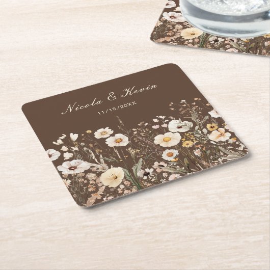 Wildblume Herbstfällt Blumenhochzeit Rechteckiger Pappuntersetzer (angewinkelt)