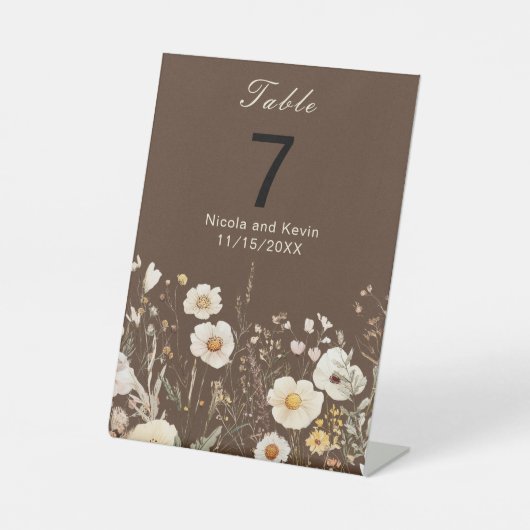 Wildblume Herbstfällt Blumenhochzeit Sockelschild (Vorderseite)