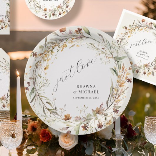 Wildblume Herbstwoche BOHO Hochzeit Pappteller