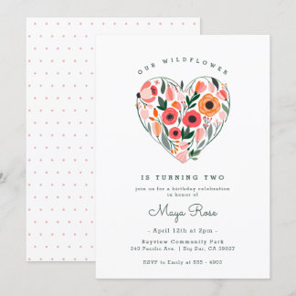 Wildblume Herz Geburtstag Einladung