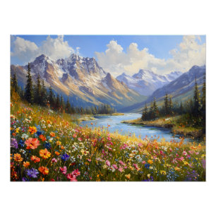 Wildblume Hillside mit Blick auf den Crystal River Poster