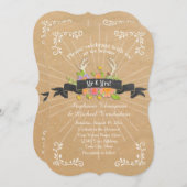 Wildblume Hirsche Rustikale Hochzeit Einladung (Vorne/Hinten)