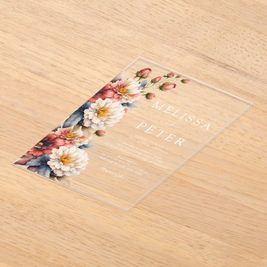 Wildblume Hochzeit Acryleinladungen (Ablage )