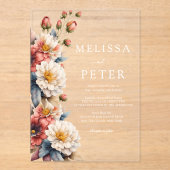 Wildblume Hochzeit Acryleinladungen (Vorderseite)