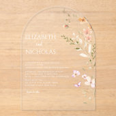 Wildblume Hochzeit Acryleinladungen (Vorderseite)