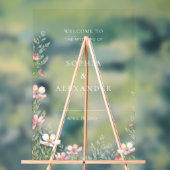 Wildblume Hochzeit Akryllische Zeichen Willkommen. Acrylschild (Neutral)