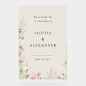 Wildblume Hochzeit Akryllische Zeichen Willkommen. Acrylschild (Vorderseite)