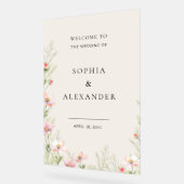 Wildblume Hochzeit Akryllische Zeichen Willkommen. Acrylschild (Winkel)