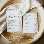 Wildblume Hochzeit Begrüßungsbriefkarte Menükarte