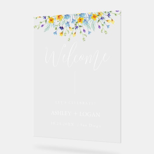 Wildblume Hochzeit Begrüßungszeichen Acrylschild (Winkel)