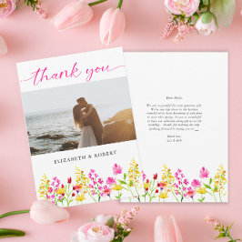 Wildblume Hochzeit Blumenschrift Eleganter Frühlin Dankeskarte