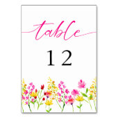 Wildblume Hochzeit Blumenschrift Tischnummer Rosa (Vorderseite)