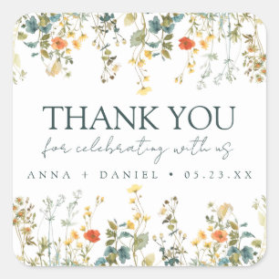Wildblume Hochzeit Danke Square Sticker