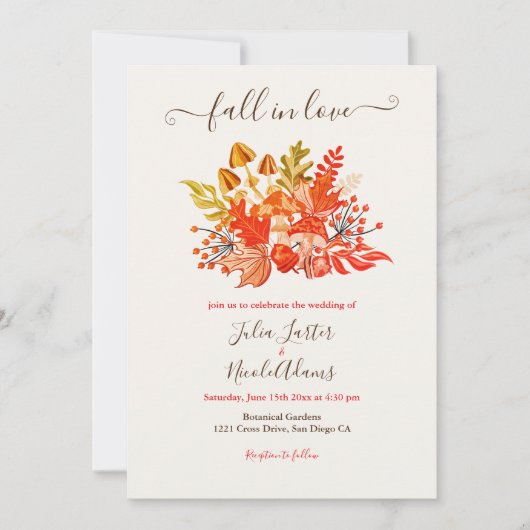 Wildblume-Hochzeit der Waldlandschaft Einladung (Vorderseite)