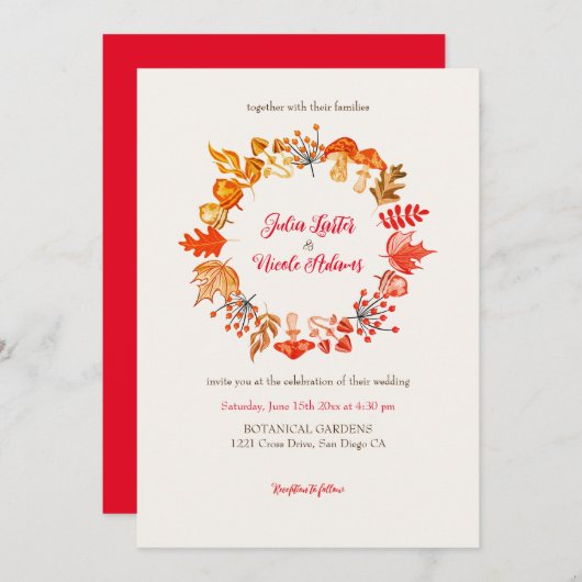 Wildblume-Hochzeit der Waldlandschaft Einladung (Vorne/Hinten)