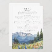 Wildblume Hochzeit der Wasserfarben Menükarte (Vorne/Hinten)