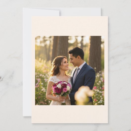 Wildblume Hochzeit Einfaches Foto Einladung (Rückseite)