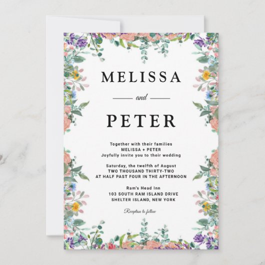 Wildblume Hochzeit Einladung (Vorderseite)