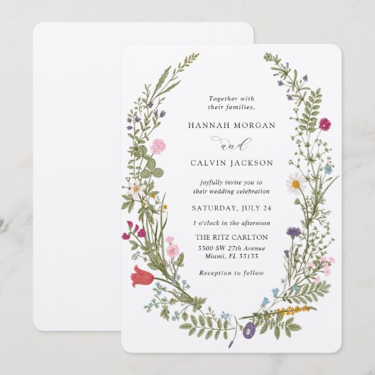 Wildblume Hochzeit Einladung (Vorne/Hinten)