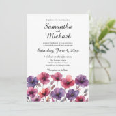 Wildblume Hochzeit Einladung in Lila und rosa (Stehend Vorderseite)